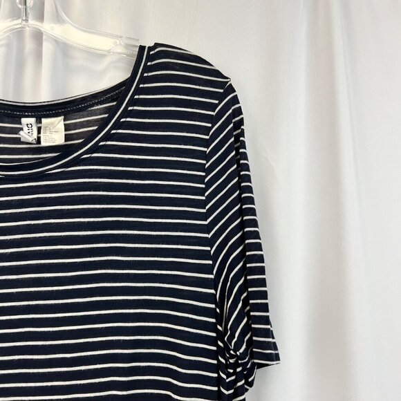 H&M Womens Short Sleeve Round Neck Navy/White Striped Shift Dress S - Picture 4 of 8